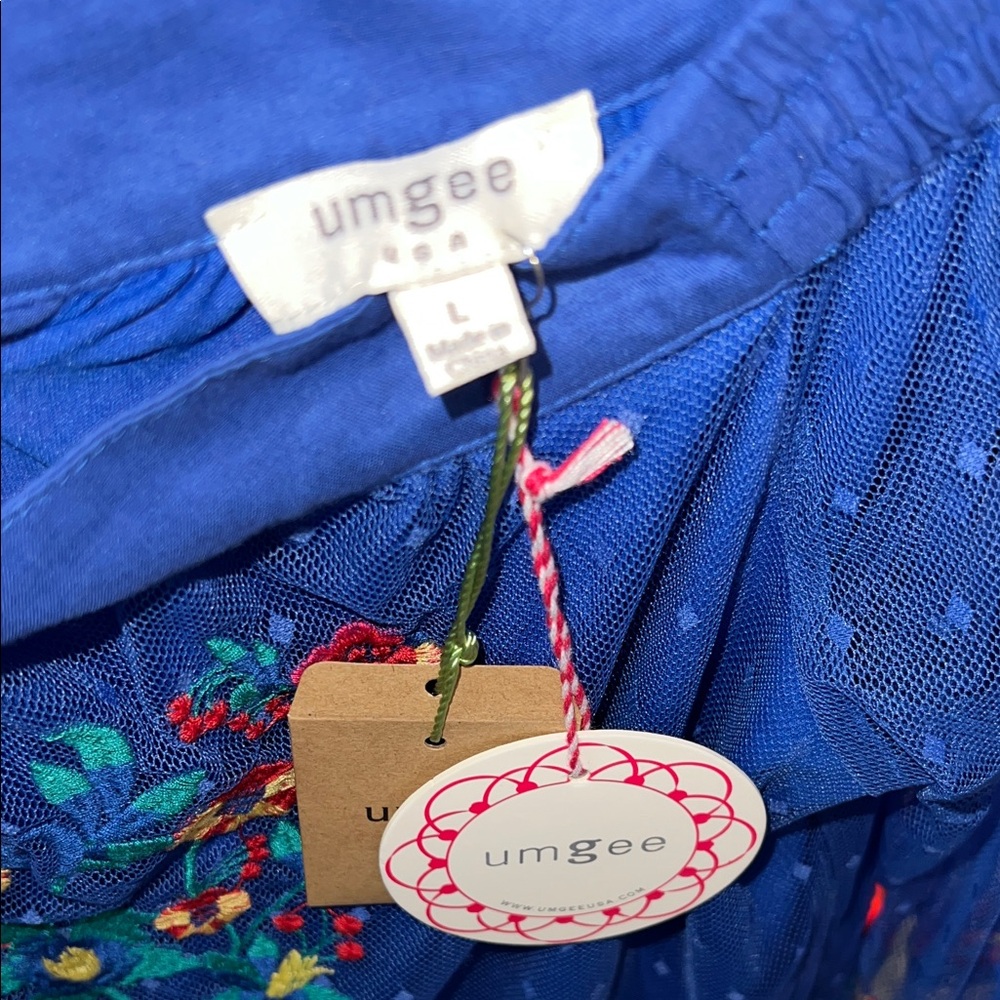 Umgee Royal Blue Embroidered Off-Shoulder Blouse - Picture 2 of 3